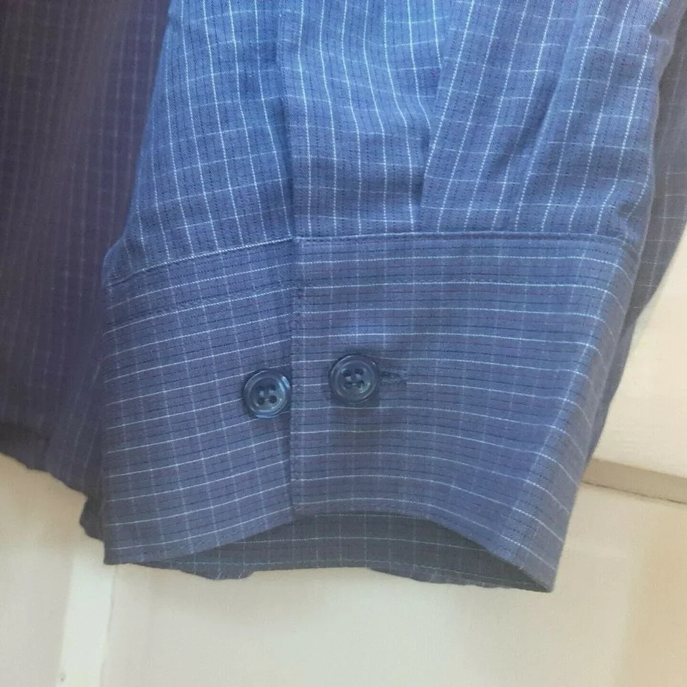 3X CJ Banks Women's Blue Plaid Long Sleeve Top Shirt Blouse